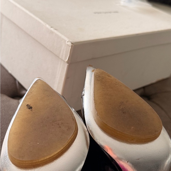 Balenciaga scarpa  Black and Silver Patent Pointed-Toe Stiletto Pumps 37 1/2 - Picture 8 of 9